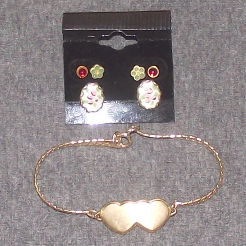 Children's bracelet and post earrings - three pair
